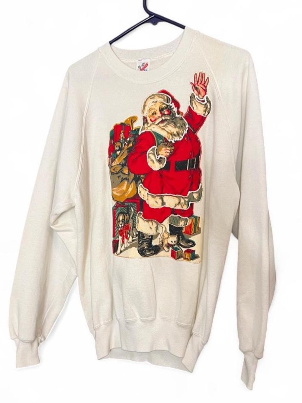 Vintage Santa Graphic Crewneck Sweater - White
